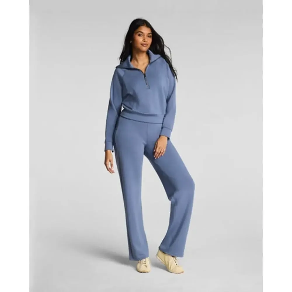 Spanx Air Essentials Half Zip Sweatshirt Long Sleeves Hydrangea Blue Size 1X NWT - Picture 2 of 14